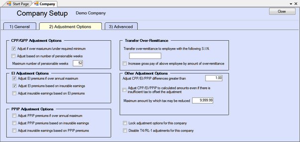 New Company Adjustment Options